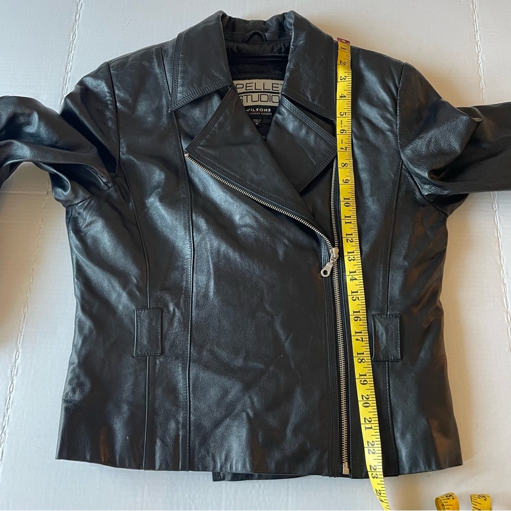 Wilsons Leather Pelle Studio Black Moto Jacket Vintage Y2K Quilt Lining 80’s - Picture 14 of 15